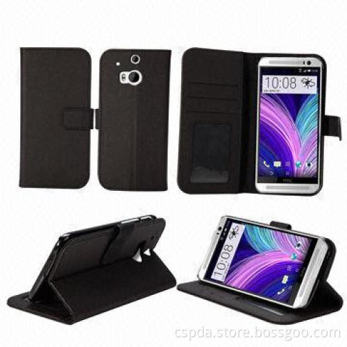 PU wallet case stand for HTC one 2